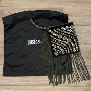Just cavalli suede runway clutch
